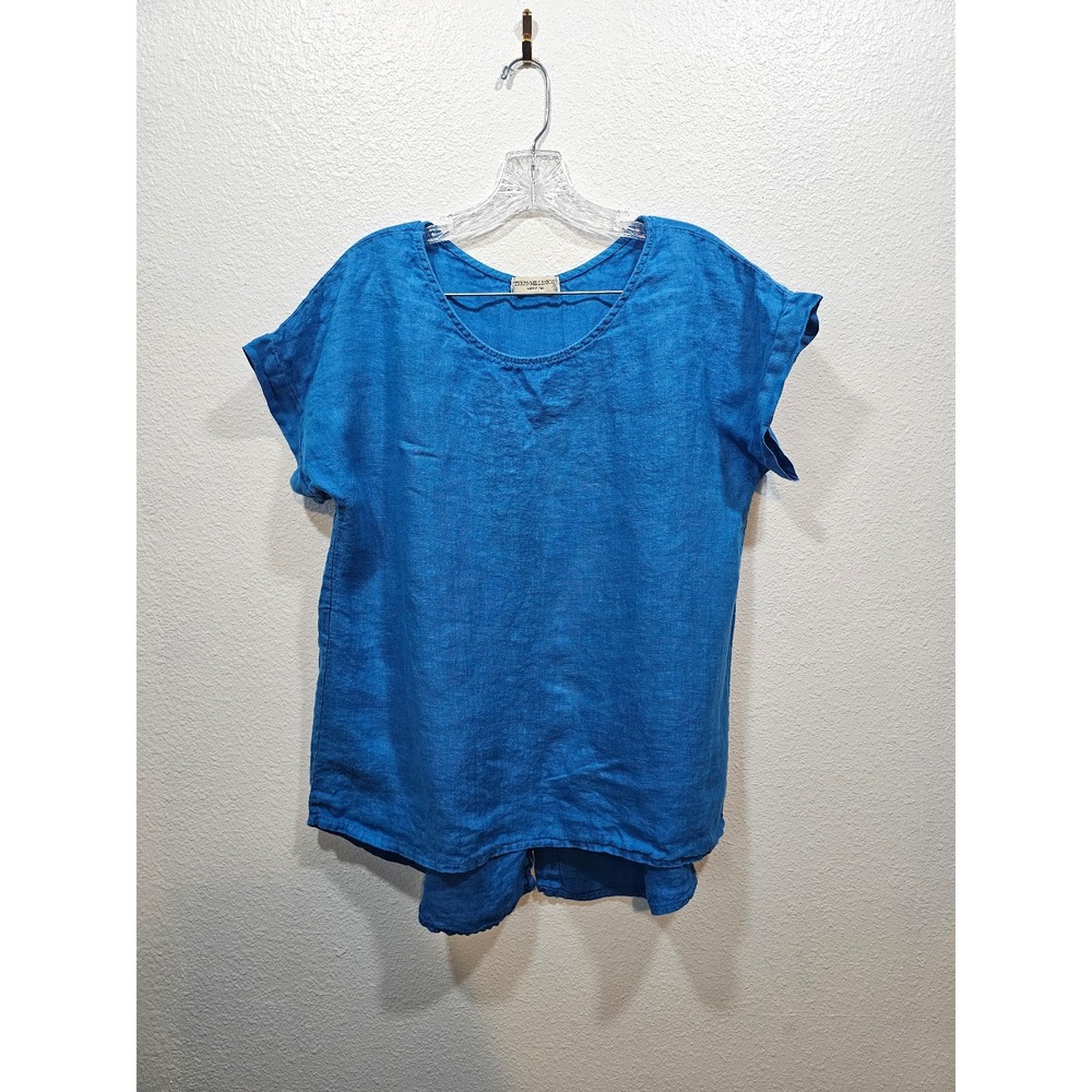 Terzo Millennio 100% Linen‎ Blue Shirt Women's Size Small